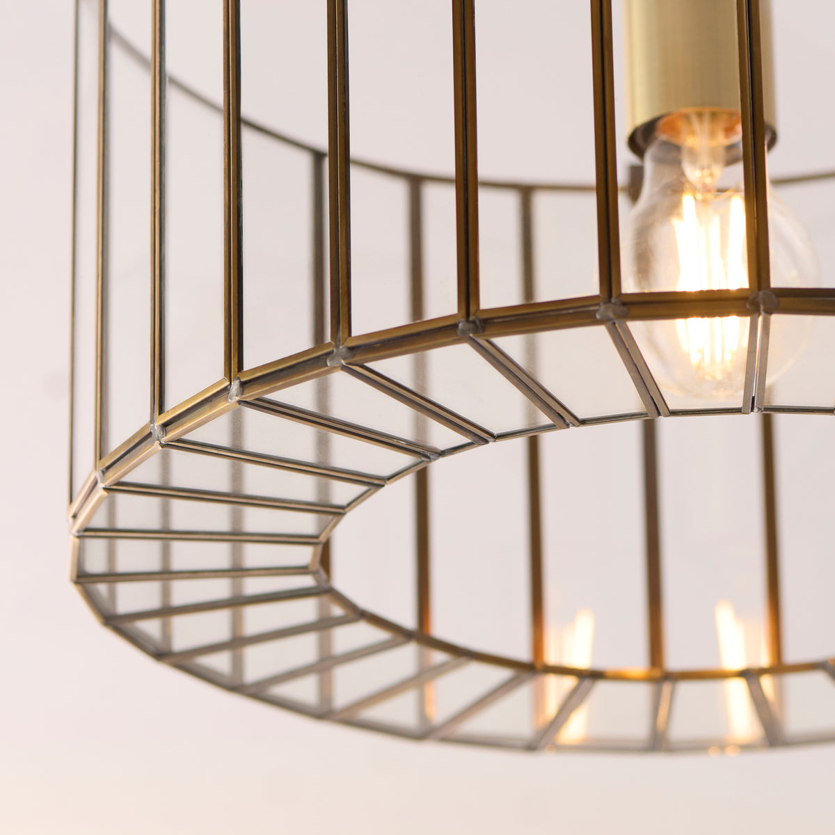 Antalya Antique Brass & Clear Glass Flush Ceiling Light