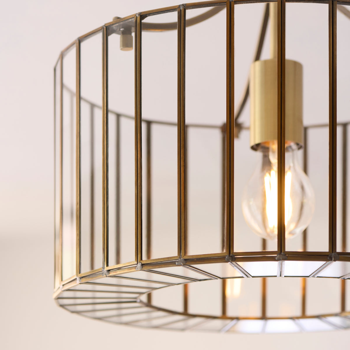 Antalya Antique Brass & Clear Glass Flush Ceiling Light