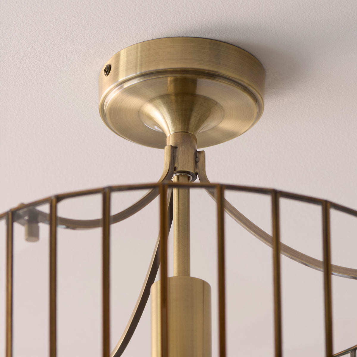 Antalya Antique Brass & Clear Glass Flush Ceiling Light