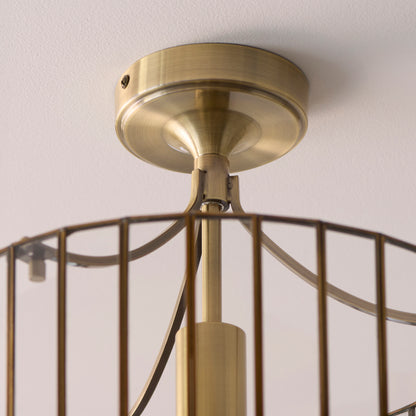 Antalya Antique Brass & Clear Glass Flush Ceiling Light