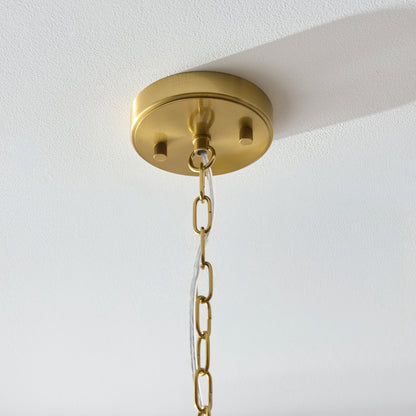 Venice 6 Light Aged Brass & Textured Glass Pendant Ceiling Light