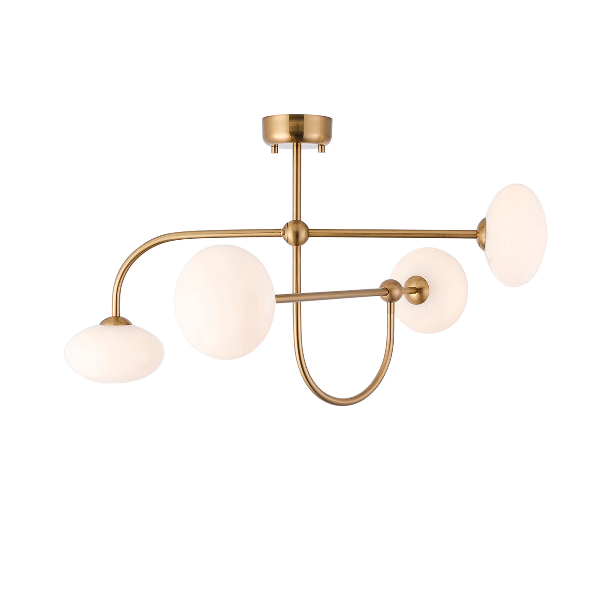 Ottowa 4 Light Aged Brass & Opal Glass Semi-Flush Ceiling Light