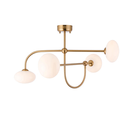 Ottowa 4 Light Aged Brass & Opal Glass Semi-Flush Ceiling Light