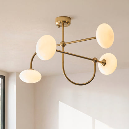 Ottowa 4 Light Aged Brass & Opal Glass Semi-Flush Ceiling Light