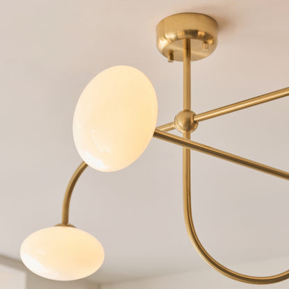Ottowa 4 Light Aged Brass & Opal Glass Semi-Flush Ceiling Light