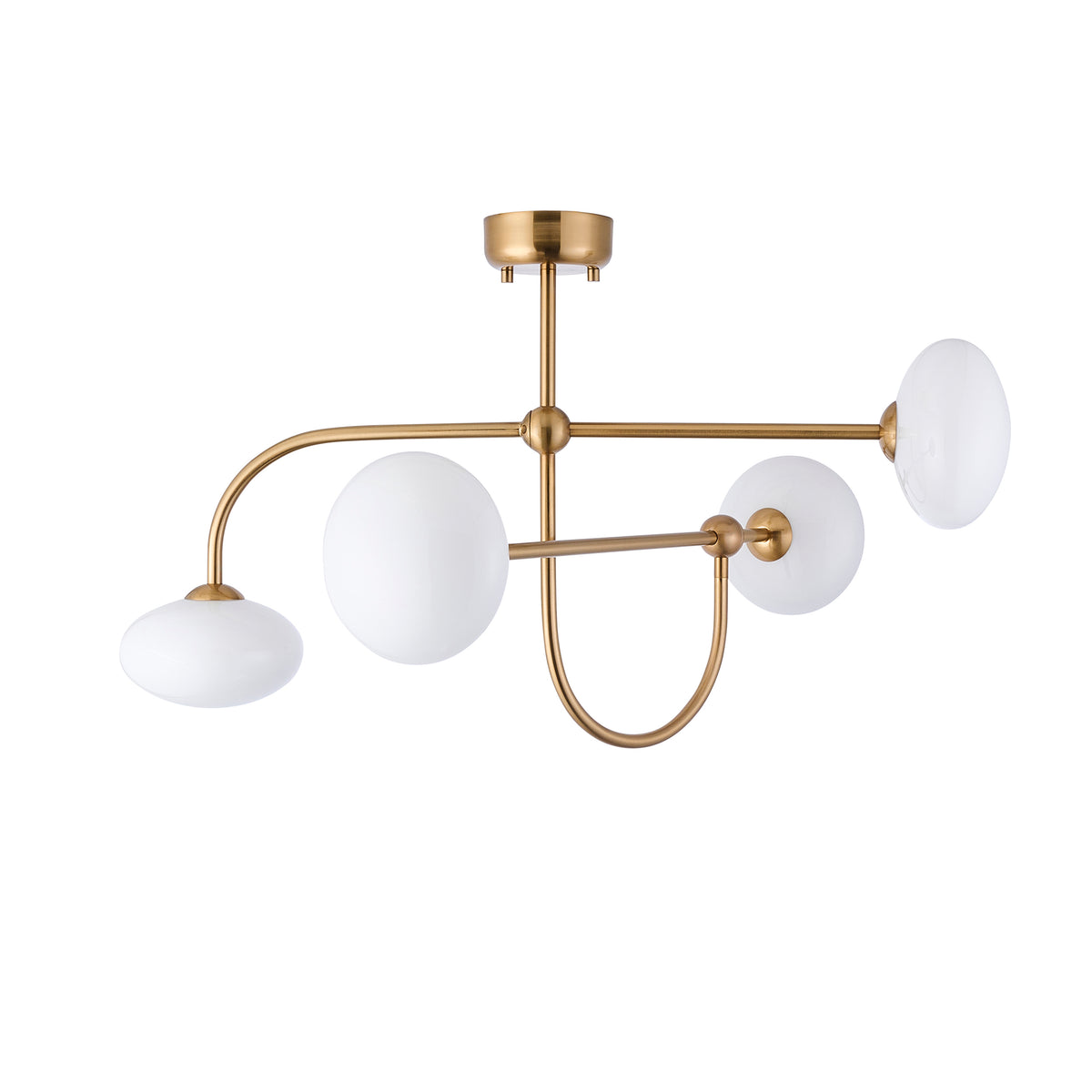 Ottowa 4 Light Aged Brass & Opal Glass Semi-Flush Ceiling Light