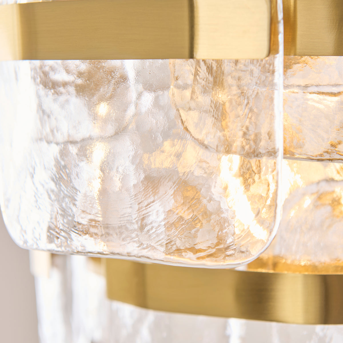 Ancara 3 Light Aged Brass & Textured Glass Pendant Ceiling Light