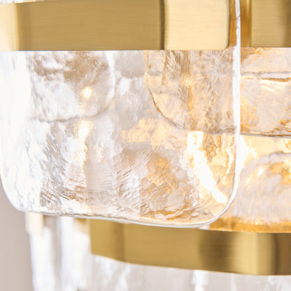 Ancara 3 Light Aged Brass & Textured Glass Pendant Ceiling Light