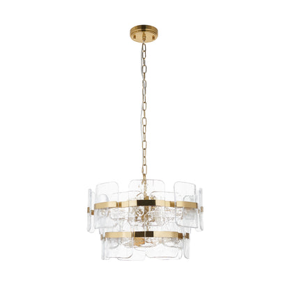 Ancara 3 Light Aged Brass & Textured Glass Pendant Ceiling Light