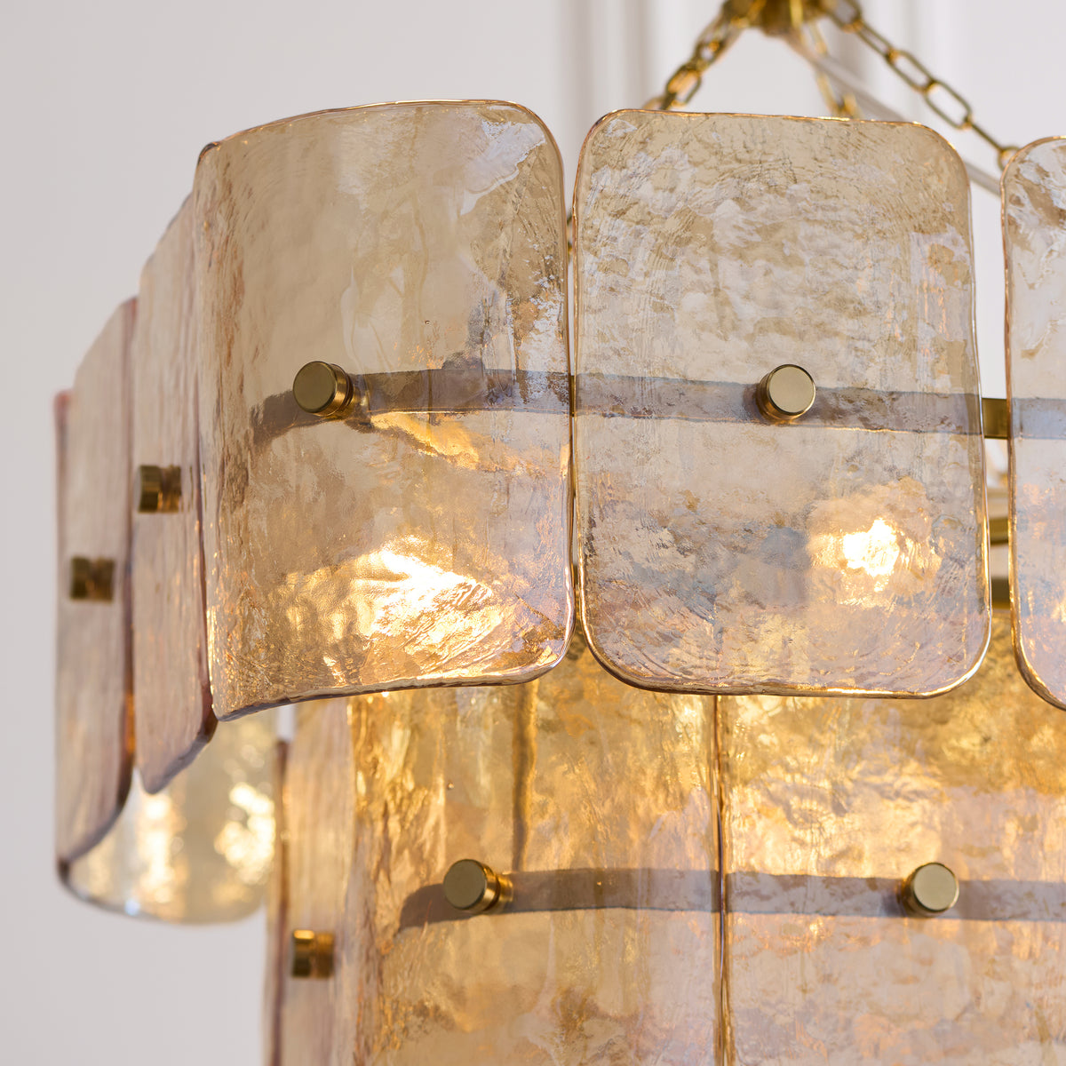 Venice 4 Light Aged Brass & Champagne Glass Pendant Ceiling Light
