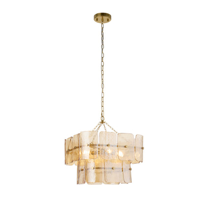 Venice 4 Light Aged Brass & Champagne Glass Pendant Ceiling Light