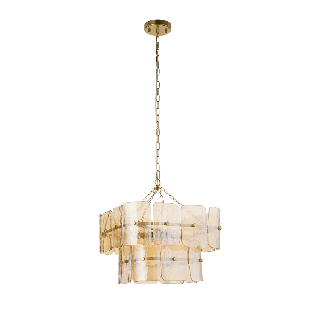 Venice 4 Light Aged Brass & Champagne Glass Pendant Ceiling Light