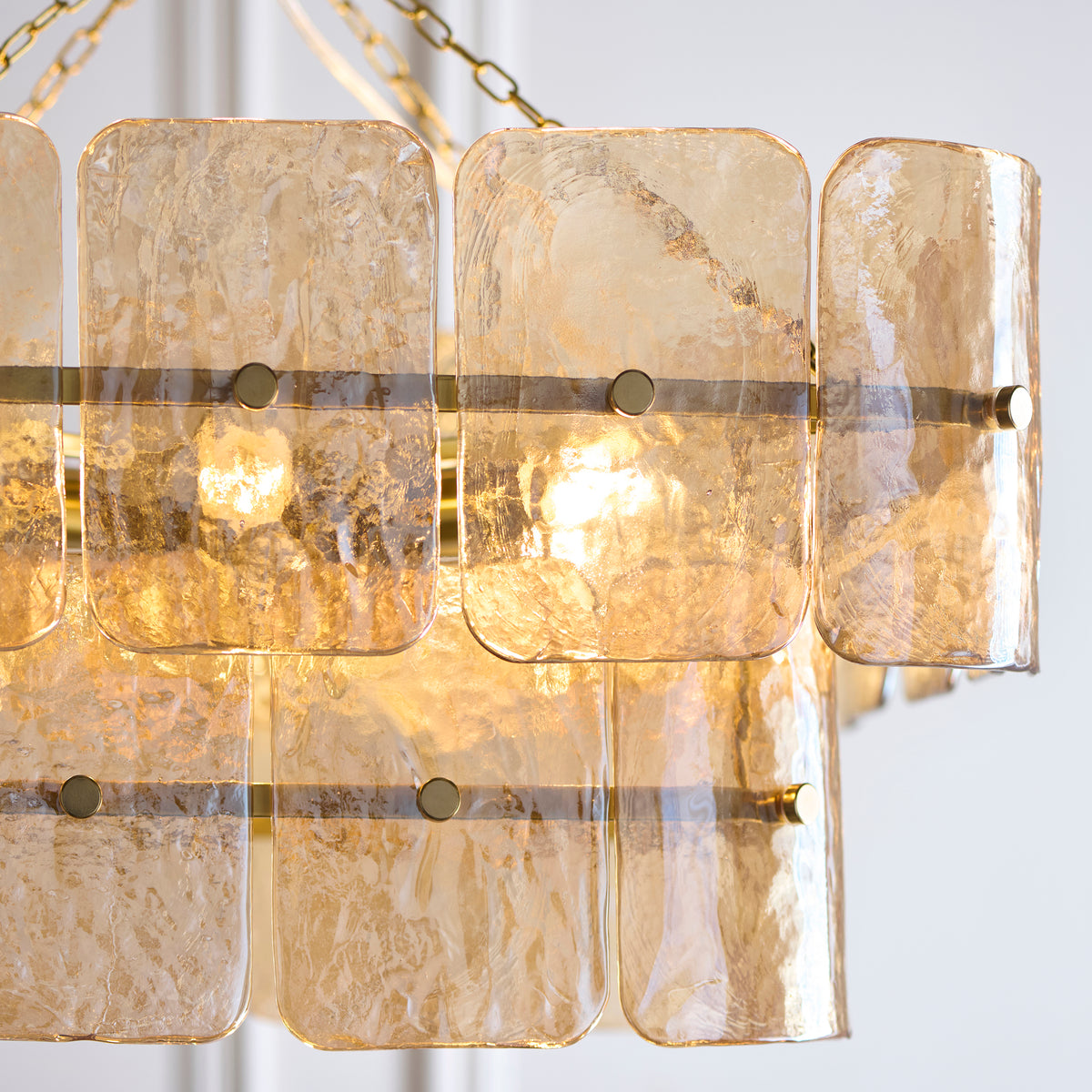 Venice 6 Light Aged Brass & Champagne Glass Pendant Ceiling Light