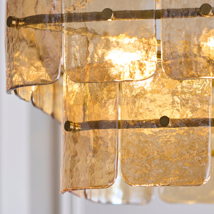 Venice 6 Light Aged Brass & Champagne Glass Pendant Ceiling Light