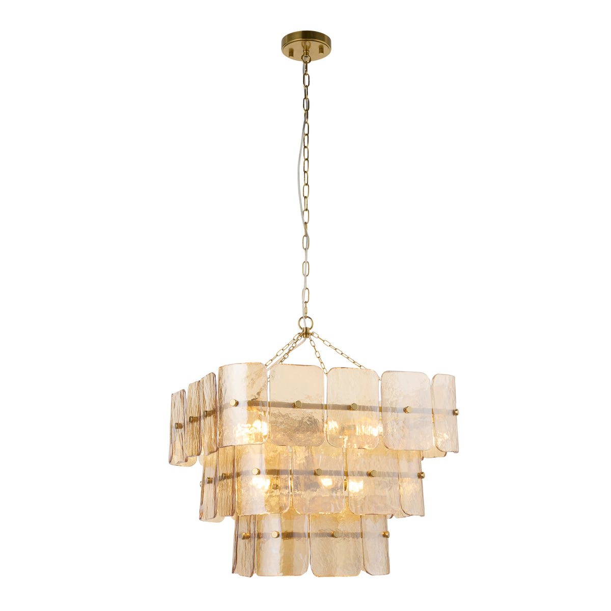 Venice 10 Light Aged Brass & Champagne Glass Pendant Ceiling Light