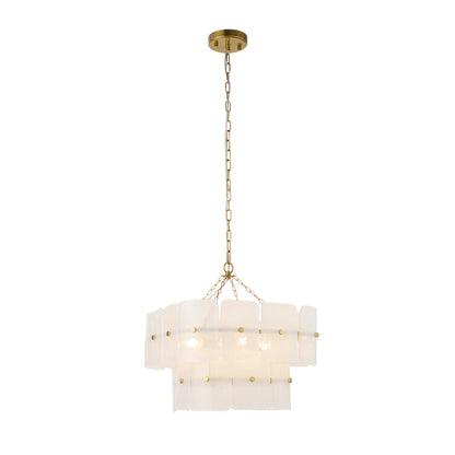 Venice 4 Light Aged Brass & White Glass Pendant Ceiling Light