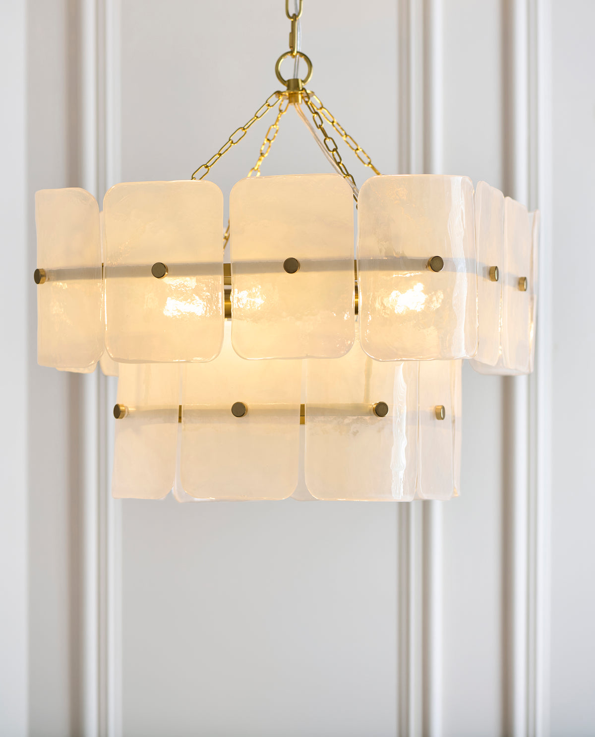 Venice 4 Light Aged Brass & White Glass Pendant Ceiling Light