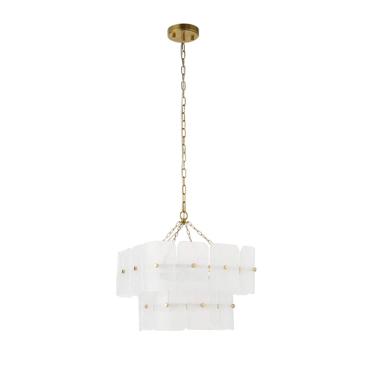 Venice 4 Light Aged Brass & White Glass Pendant Ceiling Light