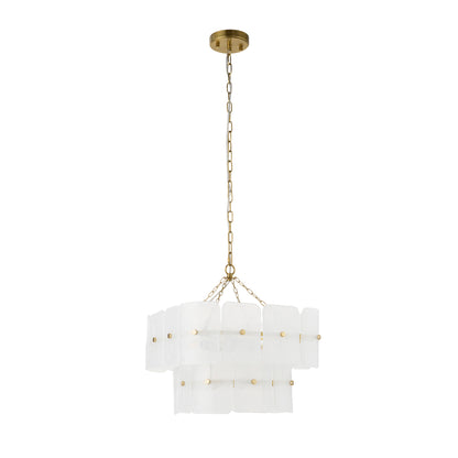 Venice 4 Light Aged Brass & White Glass Pendant Ceiling Light