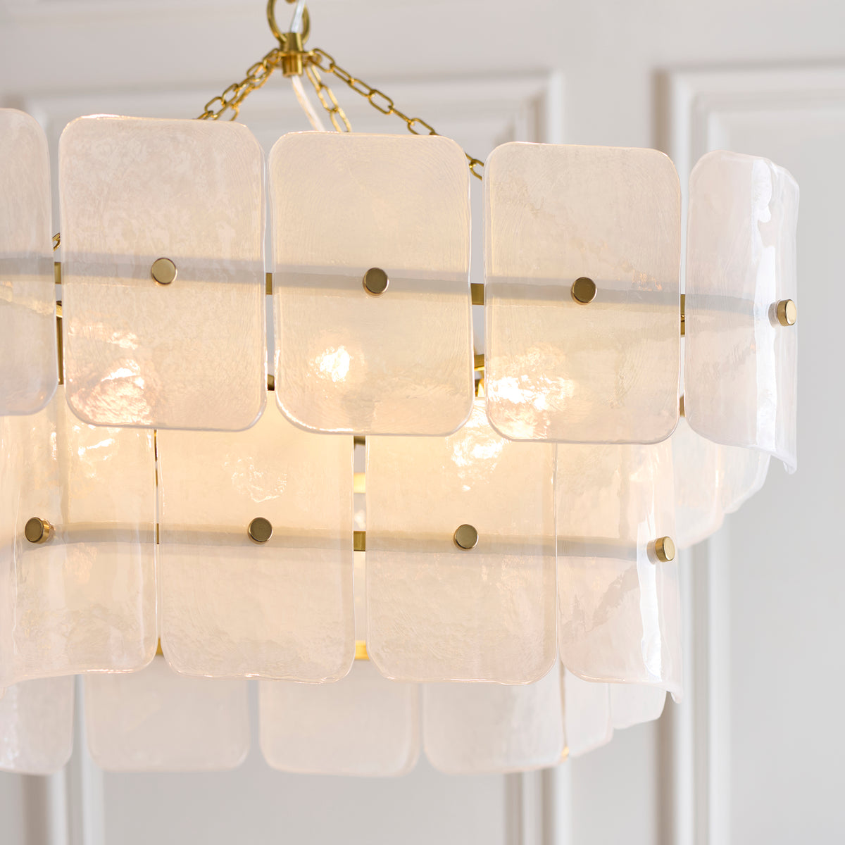 Venice 6 Light Aged Brass & White Glass Pendant Ceiling Light
