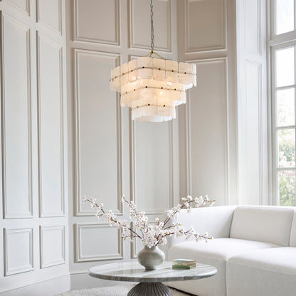 Venice 10 Light Aged Brass & White Glass Pendant Ceiling Light