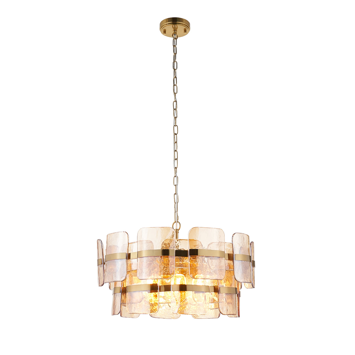 Ancara 6 Light Aged Brass & Champagne Glass Pendant Ceiling Light