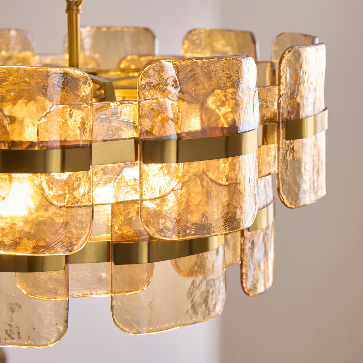Ancara 6 Light Aged Brass & Champagne Glass Pendant Ceiling Light