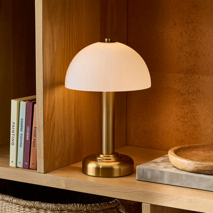 Bridport Warm Brass & Opal Glass Rechargeable Table Lamp