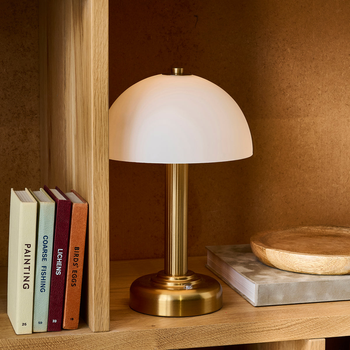 Bridport Warm Brass & Opal Glass Rechargeable Table Lamp