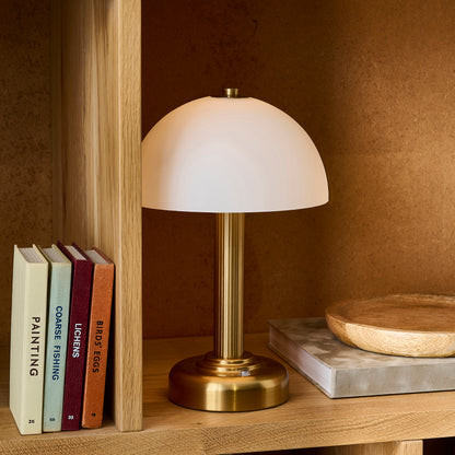 Bridport Warm Brass & Opal Glass Rechargeable Table Lamp