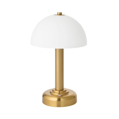 Bridport Warm Brass & Opal Glass Rechargeable Table Lamp