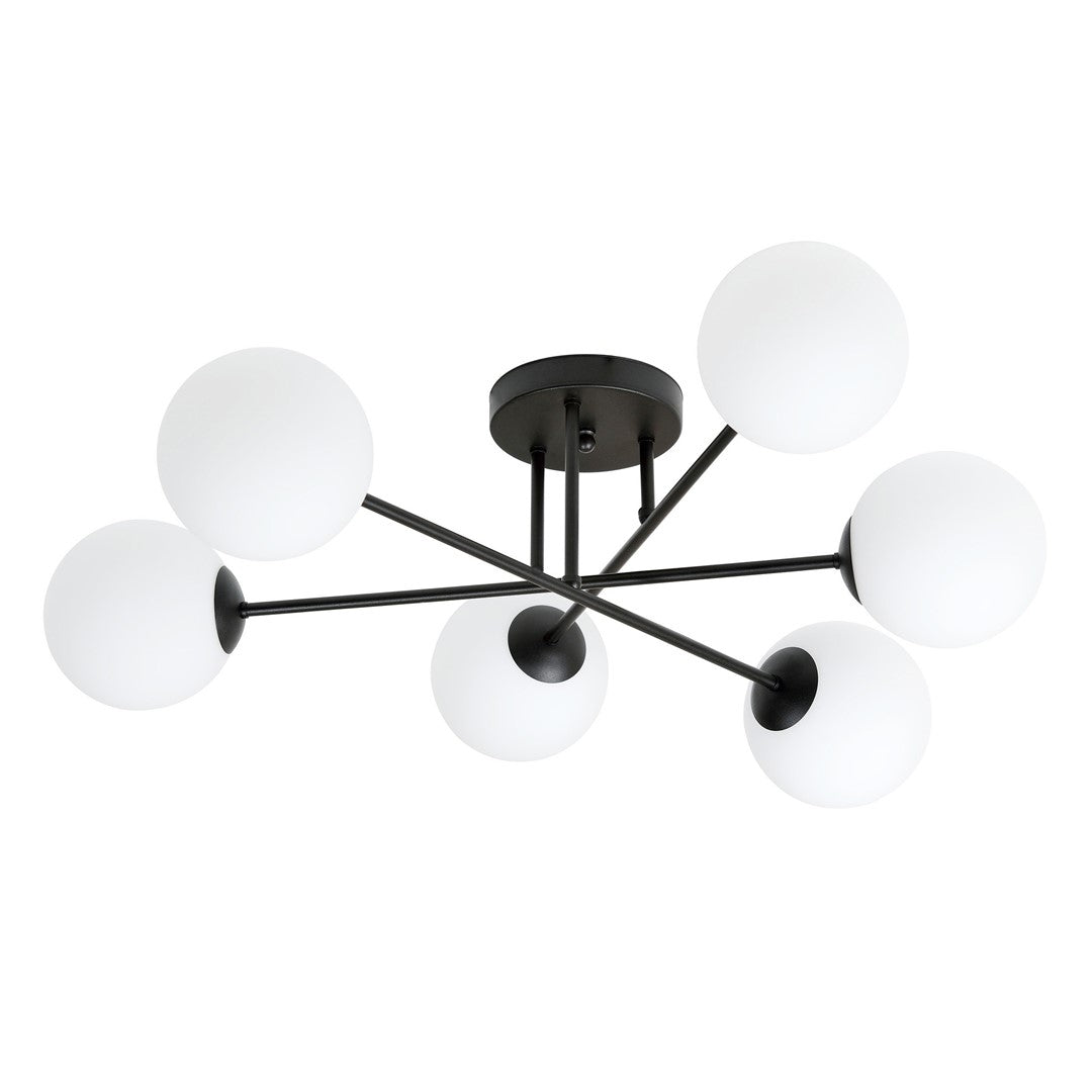 Roma 6 Light Semi Flush Black & White
