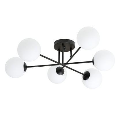 Roma 6 Light Semi Flush Black & White
