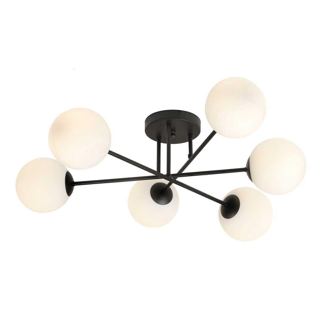 Roma 6 Light Semi Flush Black & White
