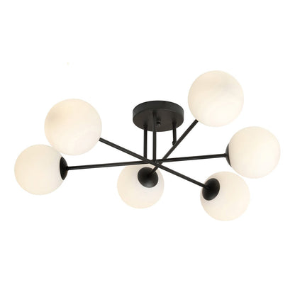 Roma 6 Light Semi Flush Black & White