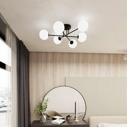 Roma 6 Light Semi Flush Black & White