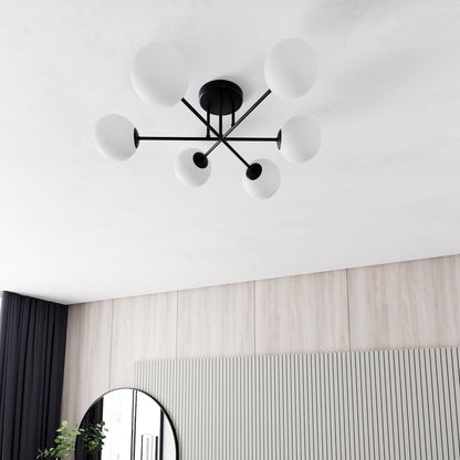 Roma 6 Light Semi Flush Black & White