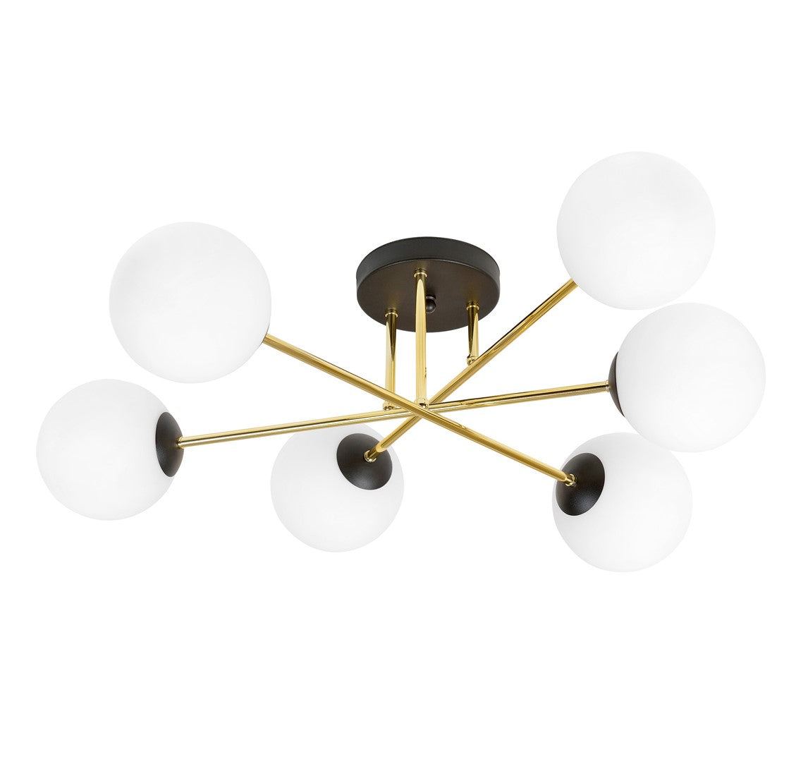 Magnum 6 Light Semi Flush Black & Gold