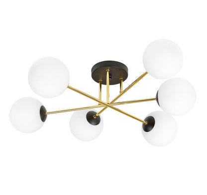 Magnum 6 Light Semi Flush Black & Gold