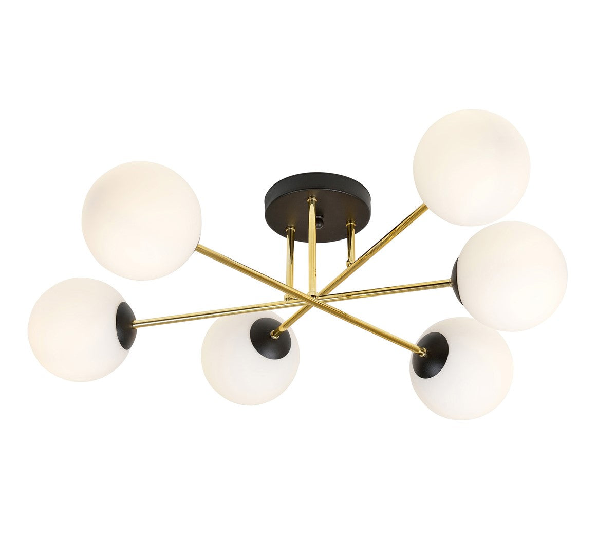 Magnum 6 Light Semi Flush Black & Gold