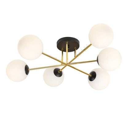 Magnum 6 Light Semi Flush Black & Gold