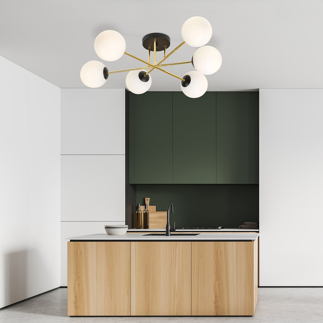 Magnum 6 Light Semi Flush Black & Gold