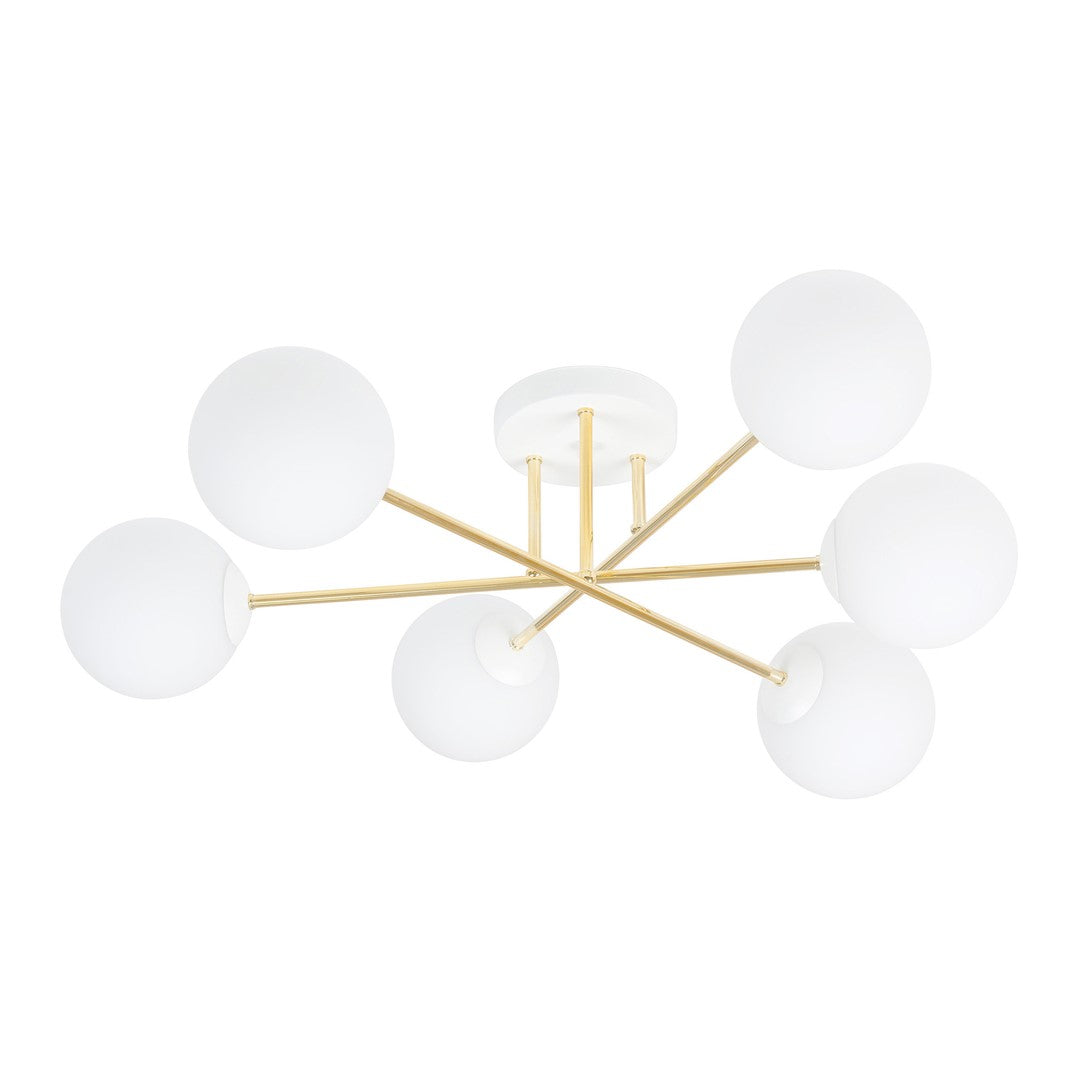 Magnum 6 Light Semi Flush White & Gold