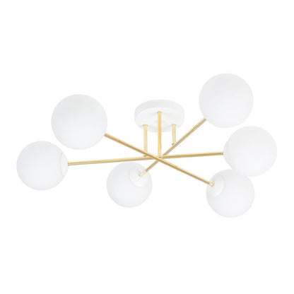 Magnum 6 Light Semi Flush White & Gold
