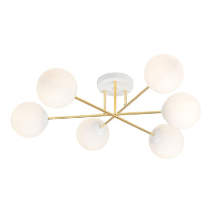 Magnum 6 Light Semi Flush White & Gold