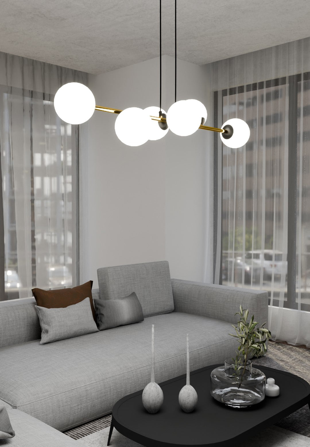 Gravity 6 Light Pendant Black & Gold