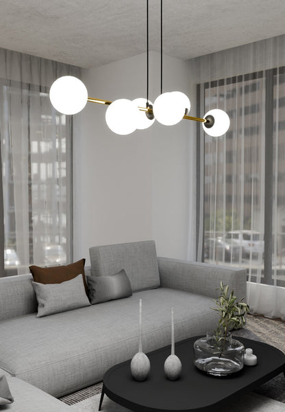 Gravity 6 Light Pendant Black & Gold
