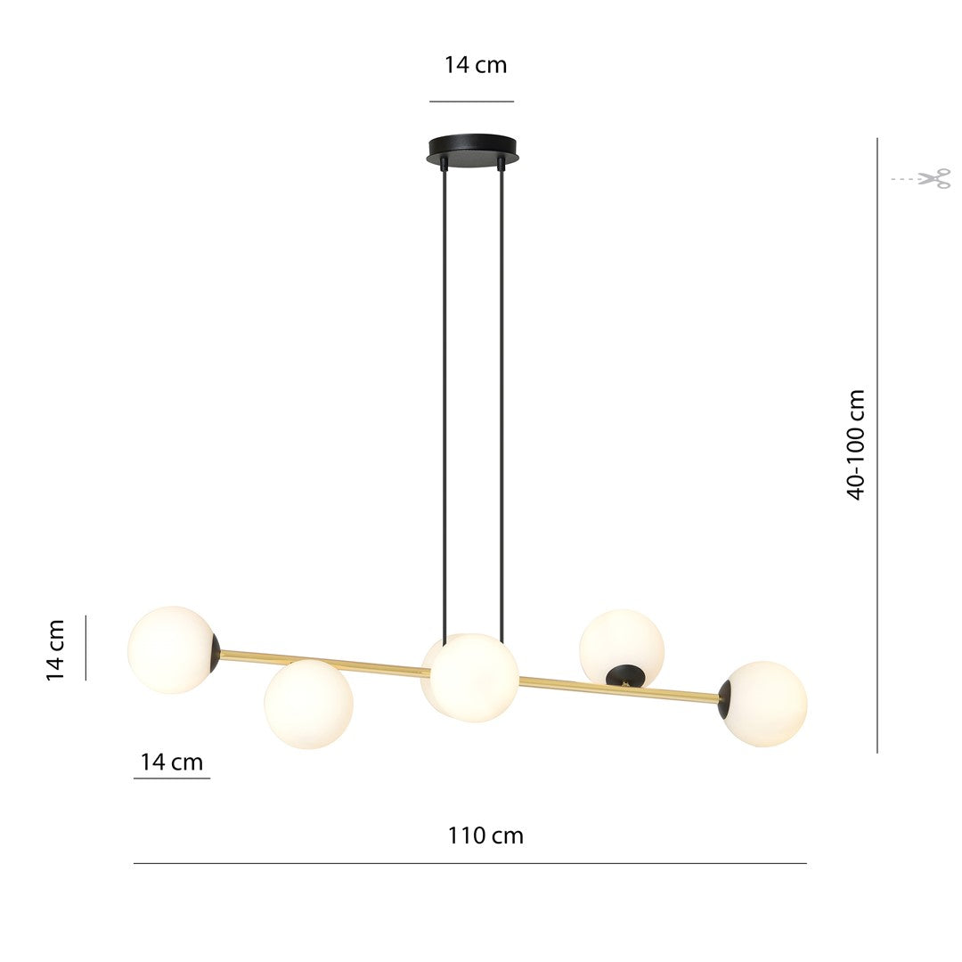 Gravity 6 Light Pendant Black & Gold
