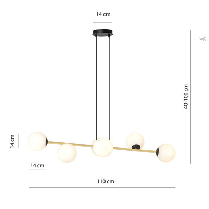 Gravity 6 Light Pendant Black & Gold