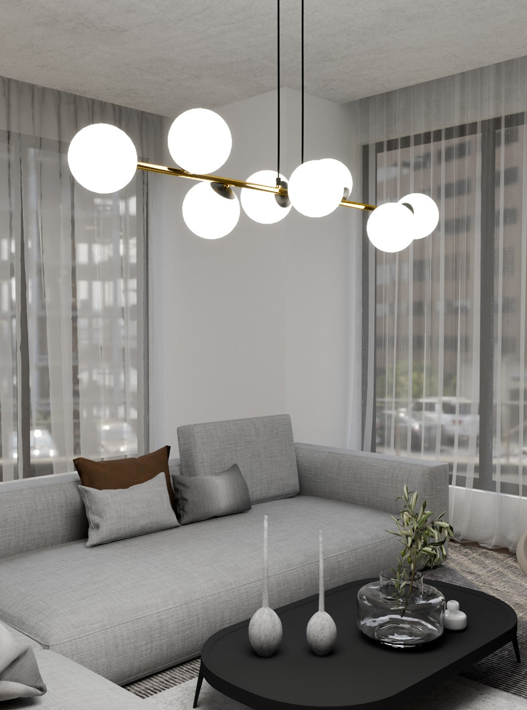Gravity 8 Light Pendant Black & Gold